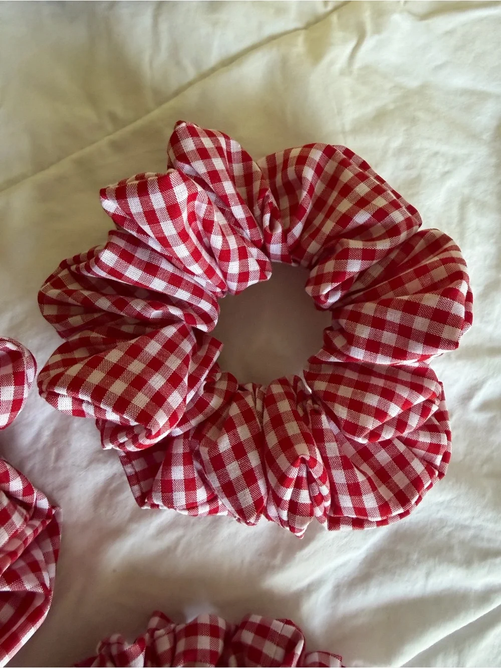 Tomato girl gingham 3 hair scrunchie